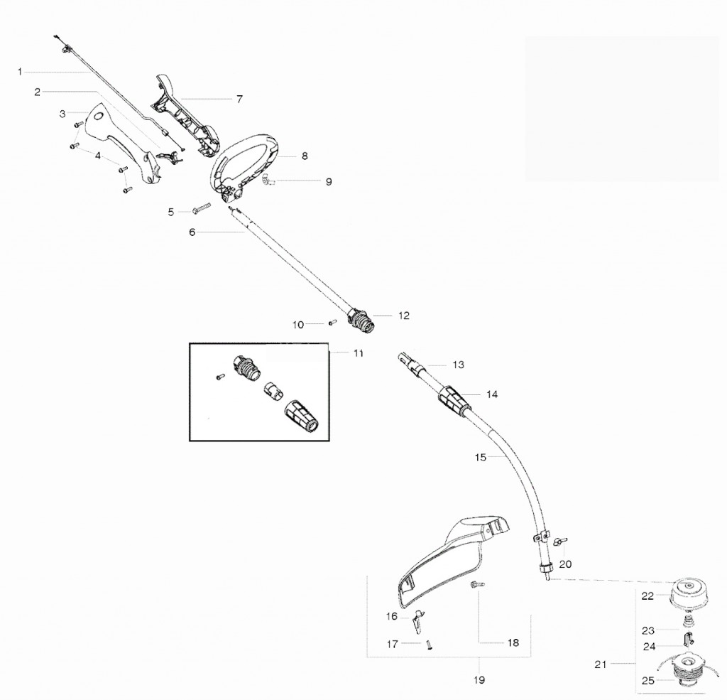 W25CBK Handle Parts | Weedeater Featherlite